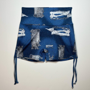 Ruched Side Tie Shorts- Distressed Dream