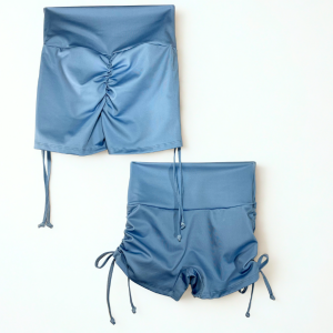 Ruched Side Tie Shorts- Baby Blue