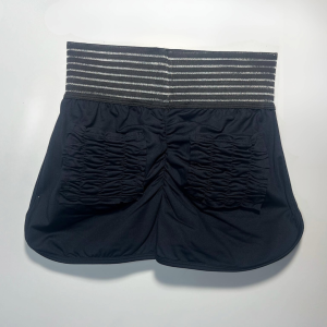 Ruffle Scrunch Pocket Shorts -Black