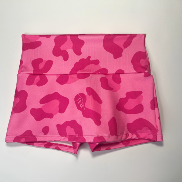 Curvy Scrunch Skort - Pink Leopard