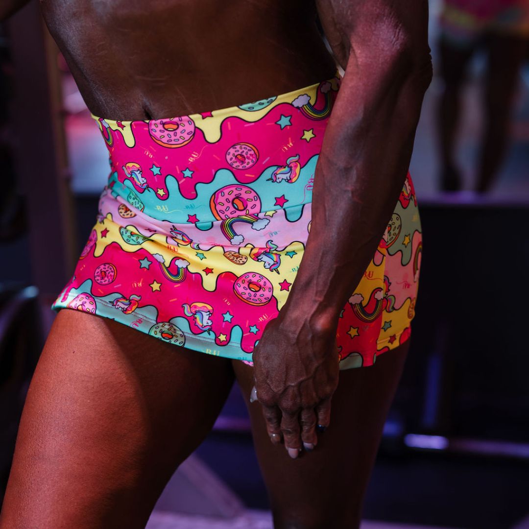 Curvy Scrunch Skort - Donuts Rainbows & Unicorns