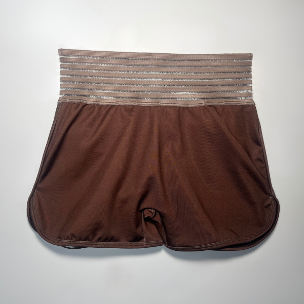 Ruffle Scrunch Pocket Shorts-Brown - Image 4
