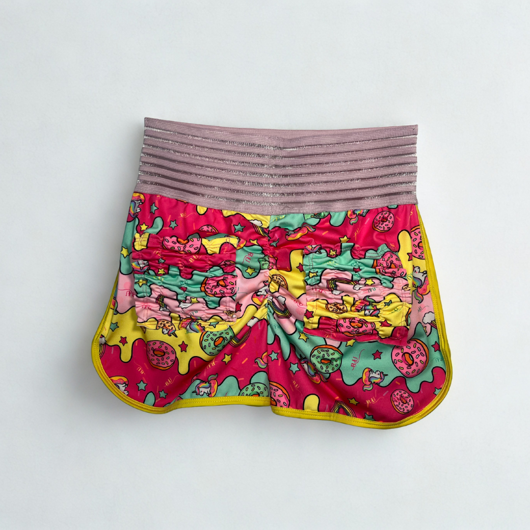 Ruffle Scrunch Pocket Shorts-Donuts Rainbows & Unicorns - Image 3