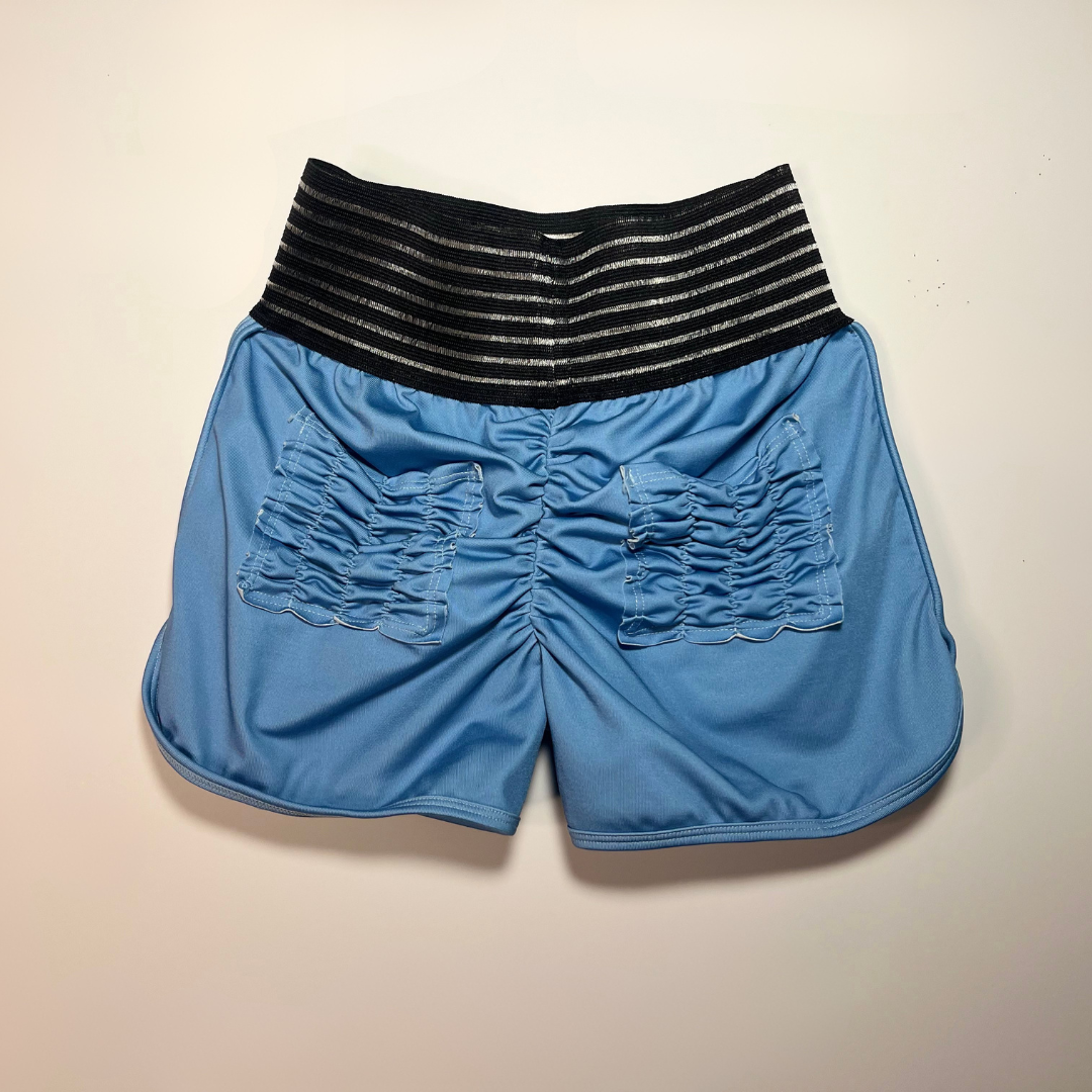 Ruffle Scrunch Pocket Shorts-Baby Blue - Image 5