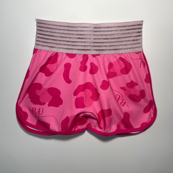 Ruffle Scrunch Pocket Shorts-Pink Leopard - Image 2