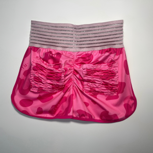 Ruffle Scrunch Pocket Shorts-Pink Leopard