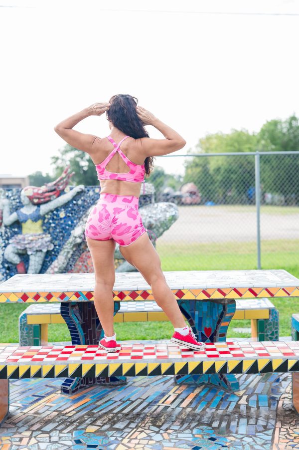 Booty Pop Drawstring Shorts - Pink Leopard - Image 2
